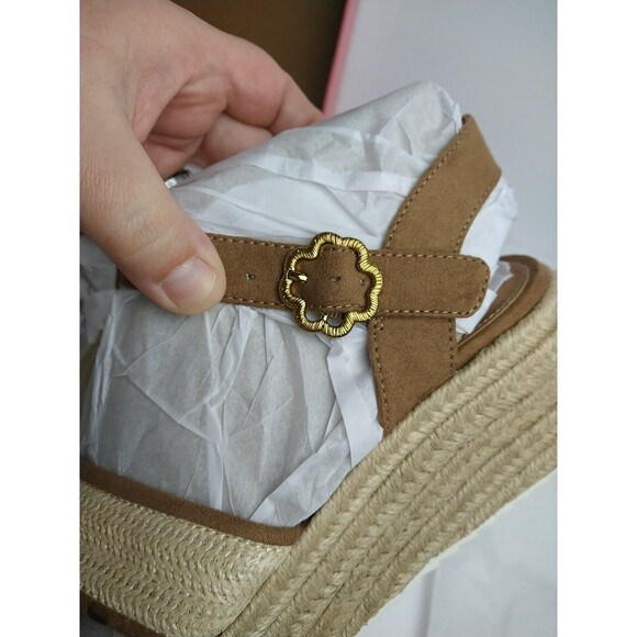 Sam & Libby Women's Corrinne Wedge Sandal, US 8 natural toffee strap criss cros - Picture 4 of 12